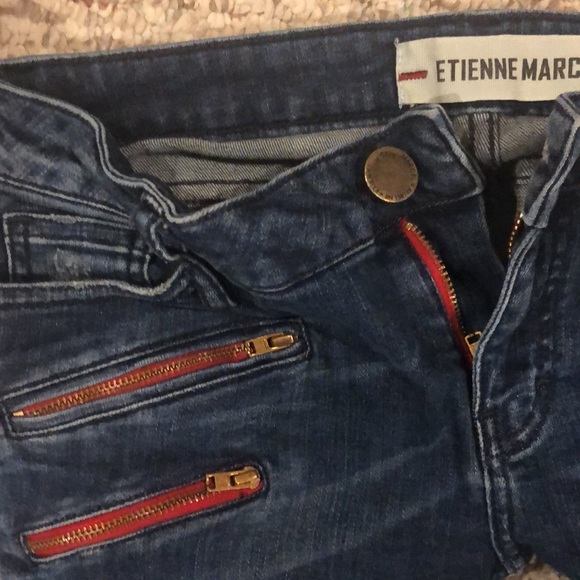 🇫🇷Etienne Marcel Skinny denim with 3 red zippers & detailed leg seams 🇫🇷 - Picture 6 of 8